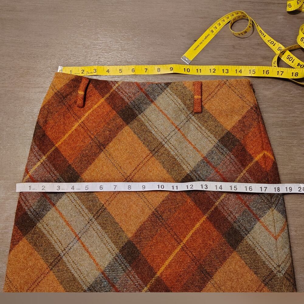Ralph Lauren Wool Plaid Midi Skirt Size 4 Fall Bias Cut Vintage Style - Picture 6 of 16